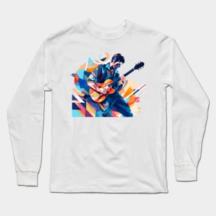 Blues Serenade - Guitarist in Vibrant Hues Long Sleeve T-Shirt